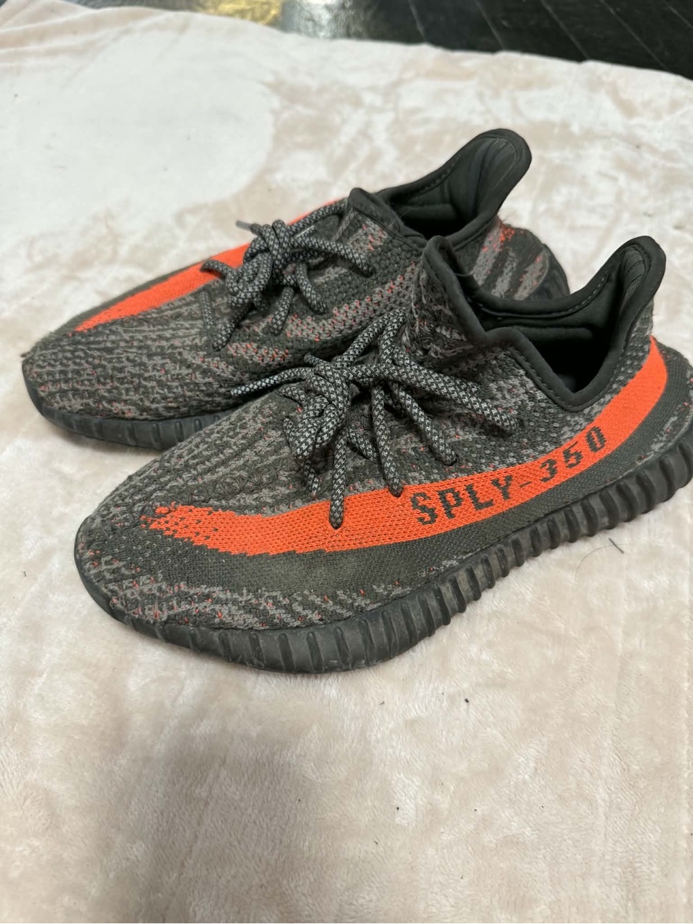 Adidas Yeezy- SPLY 350 Greyish black and Bright Orange Knit Sneakers 6